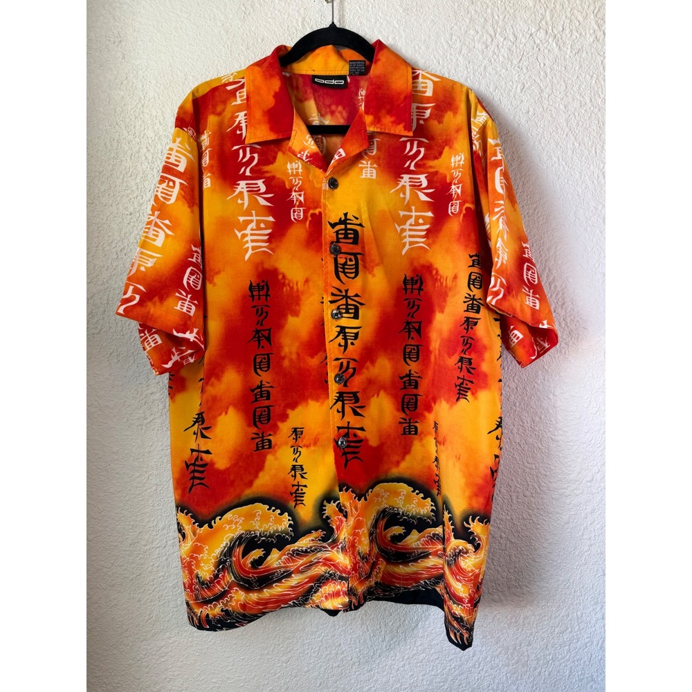 Vintage ODO Y2K Dragon Print Button-Up Shirt |‎ Korean Streetwear | Size Large